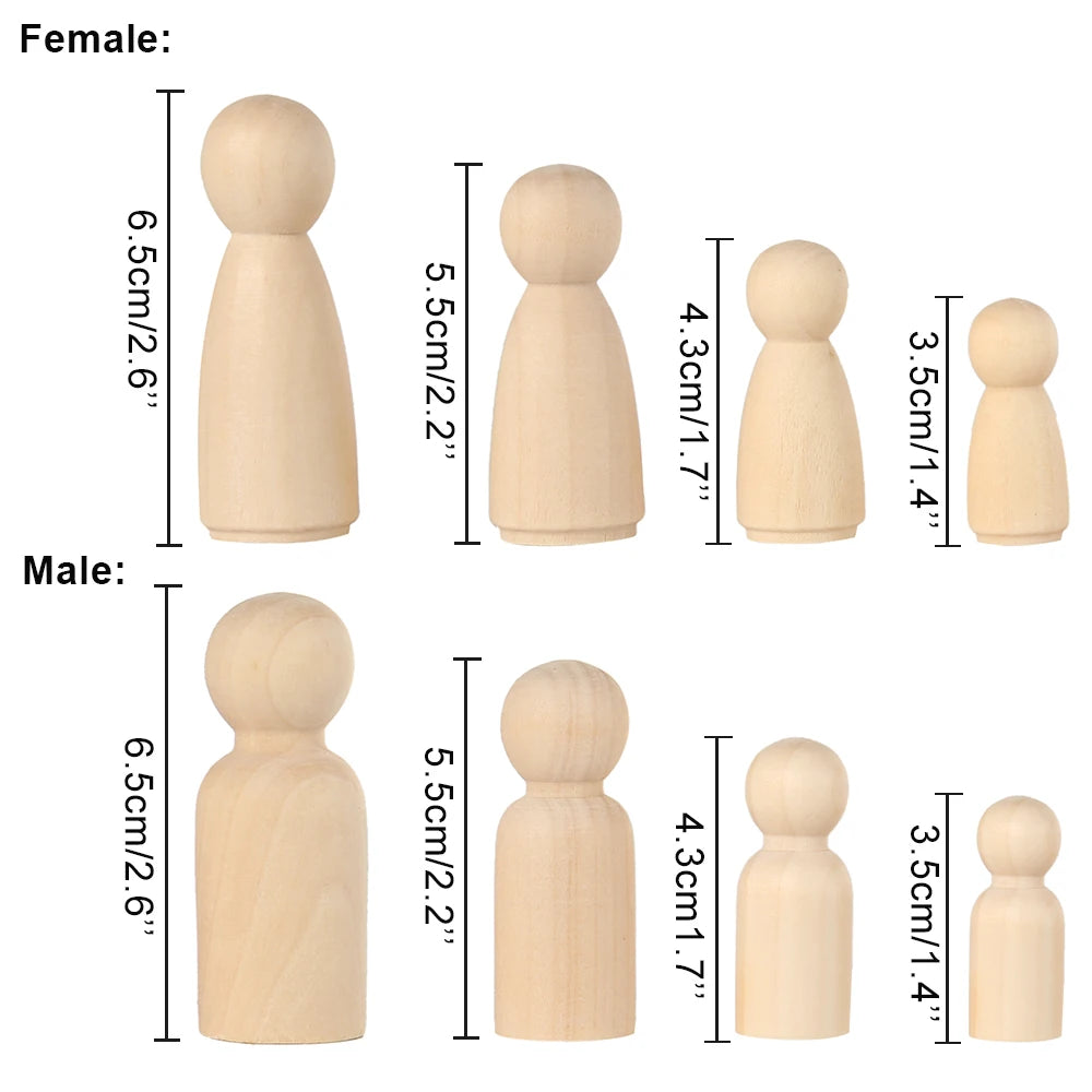 Unpainted Wooden Peg Dolls