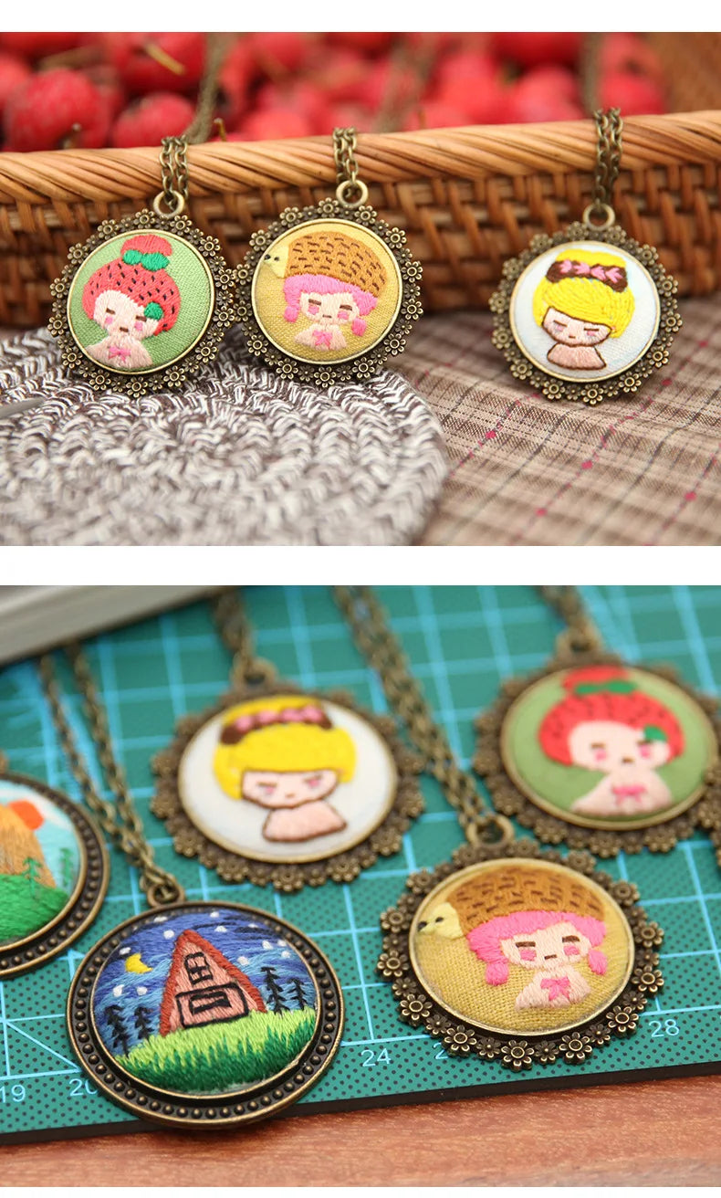 DIY Embroidery Pendant Kit