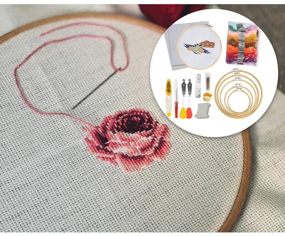 Complete Bamboo Embroidery Hoop Kit