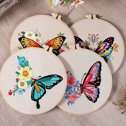 Butterfly Printed Pattern DIY Embroidery Kit