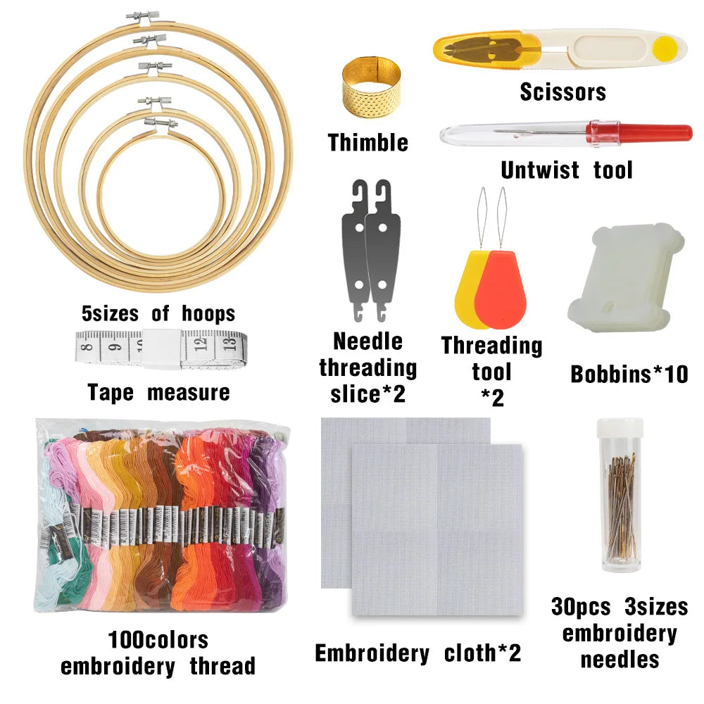 Complete Bamboo Embroidery Hoop Kit