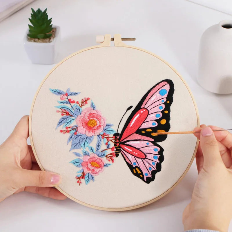 Butterfly Printed Pattern DIY Embroidery Kit