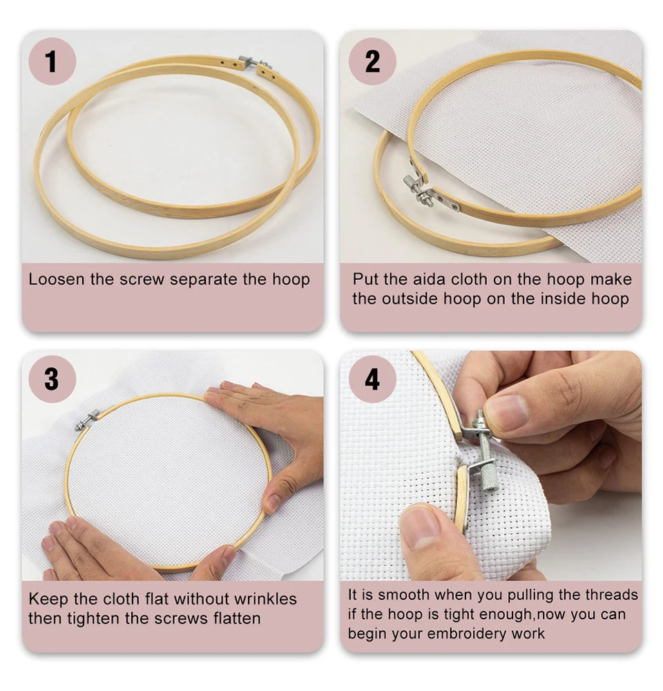 Complete Bamboo Embroidery Hoop Kit