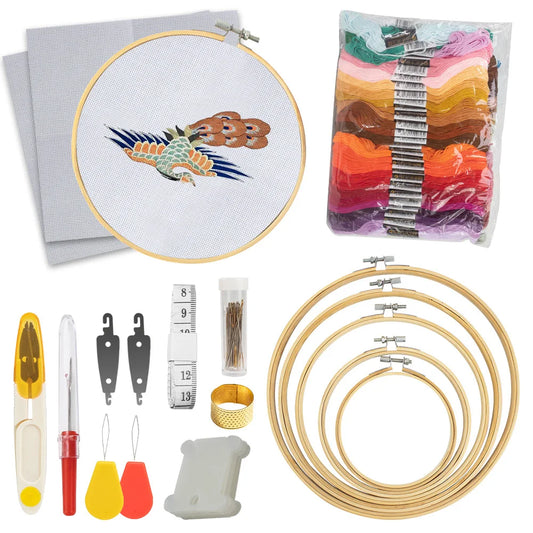 Complete Bamboo Embroidery Hoop Kit