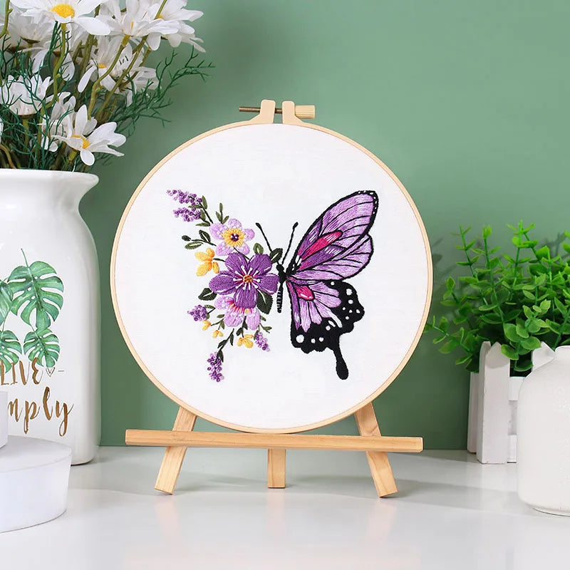 Butterfly Printed Pattern DIY Embroidery Kit