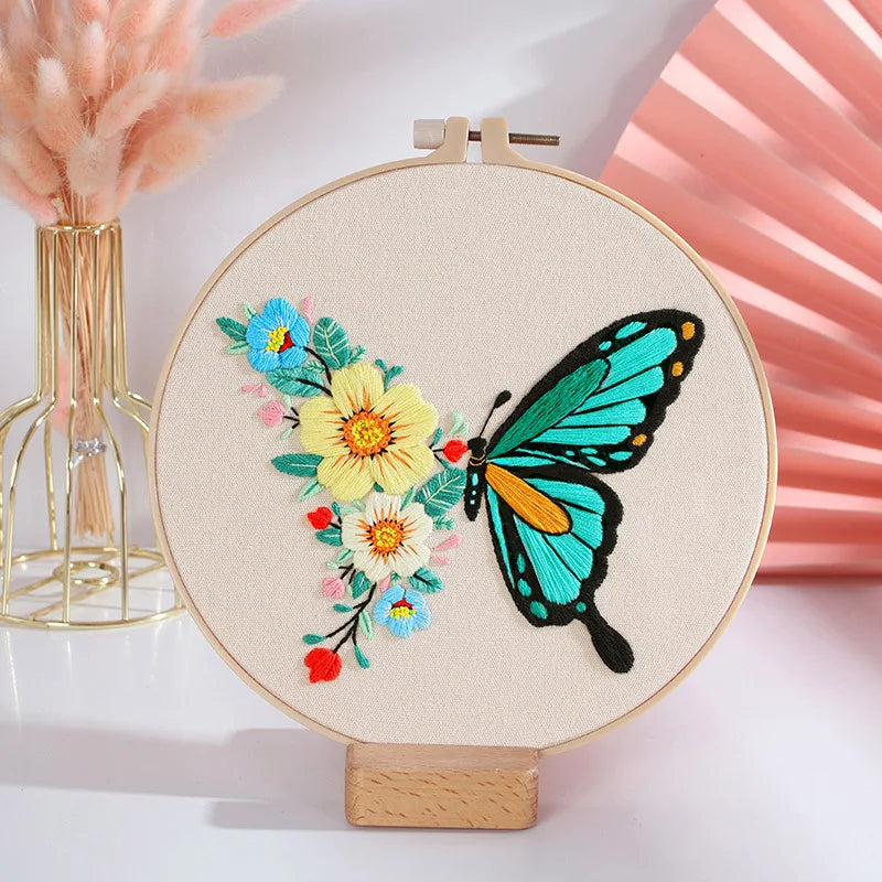 Butterfly Printed Pattern DIY Embroidery Kit