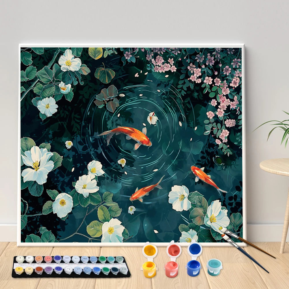 Goldfish & Flower Landscape Paint By Numbers Kit