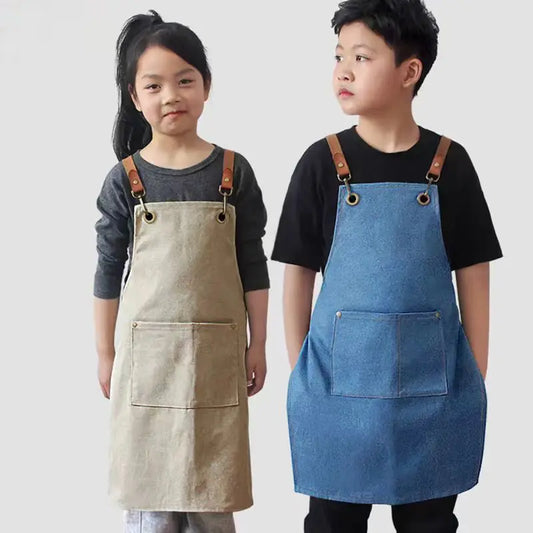 Children's denim canvas apron