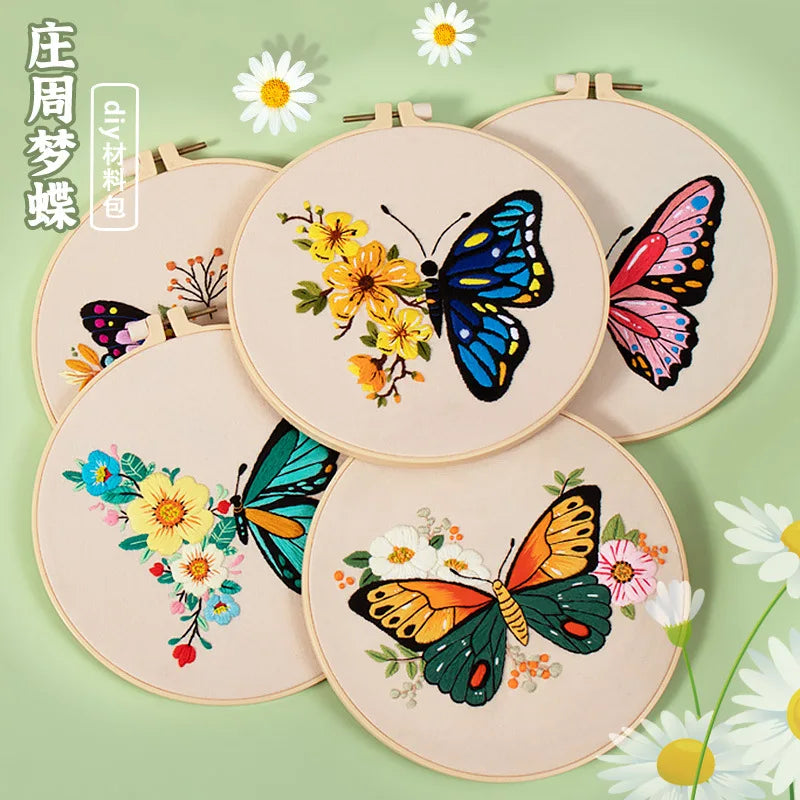 Butterfly Printed Pattern DIY Embroidery Kit