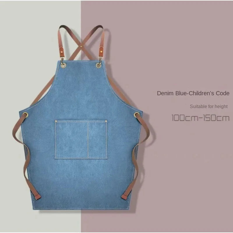 Children's denim canvas apron