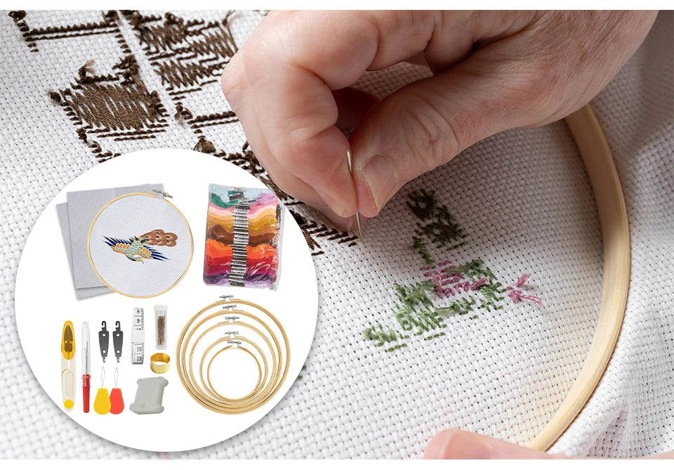 Complete Bamboo Embroidery Hoop Kit