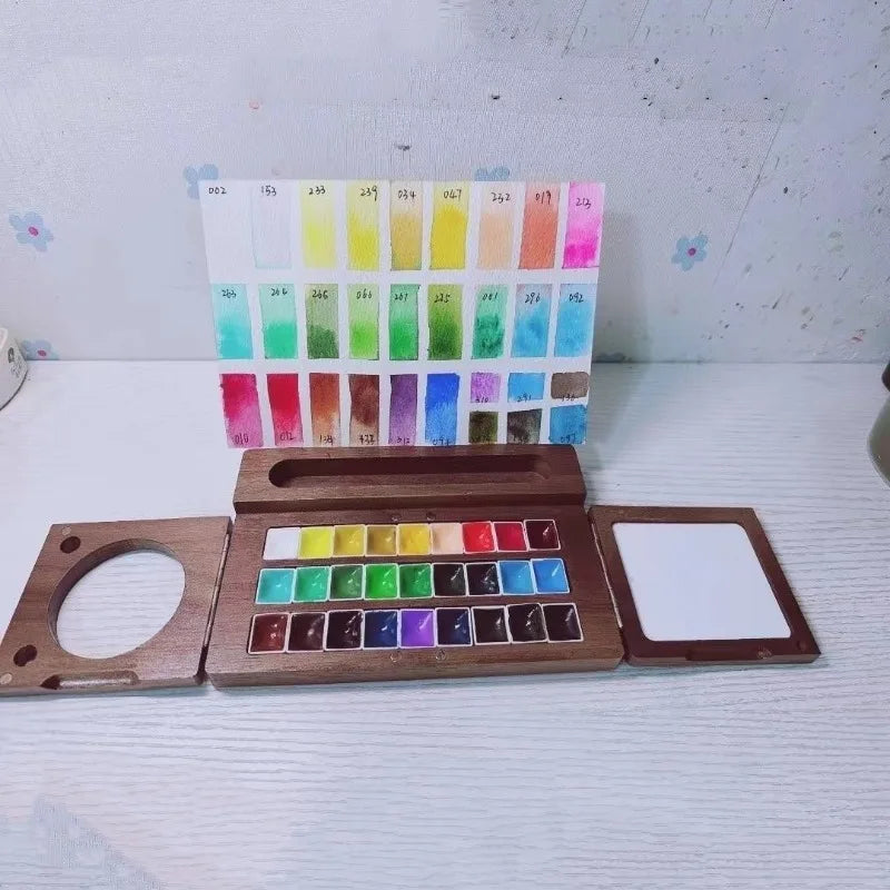 Portable Wooden Watercolor Box