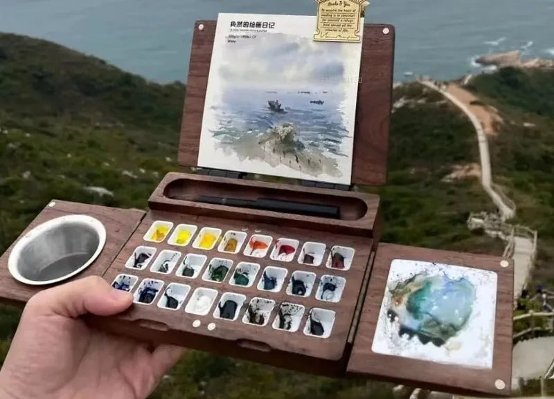 Portable Wooden Watercolor Box