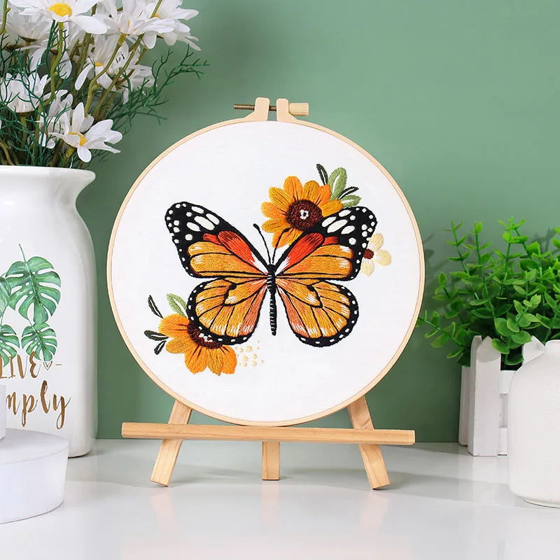 Butterfly Printed Pattern DIY Embroidery Kit