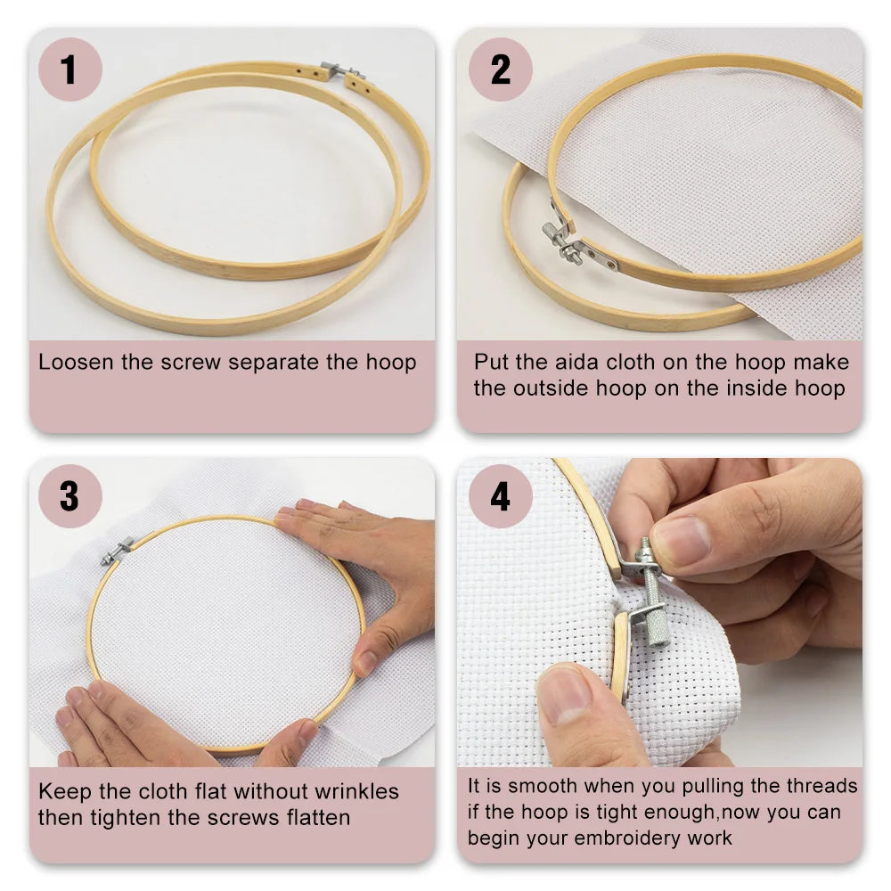 Complete Bamboo Embroidery Hoop Kit