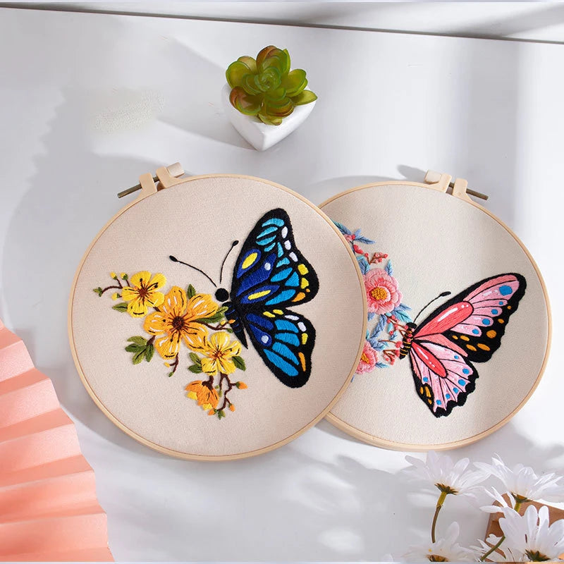 Butterfly Printed Pattern DIY Embroidery Kit