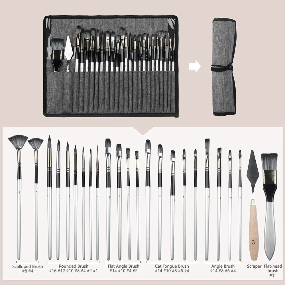 Sliver Grey Painting Brush Set